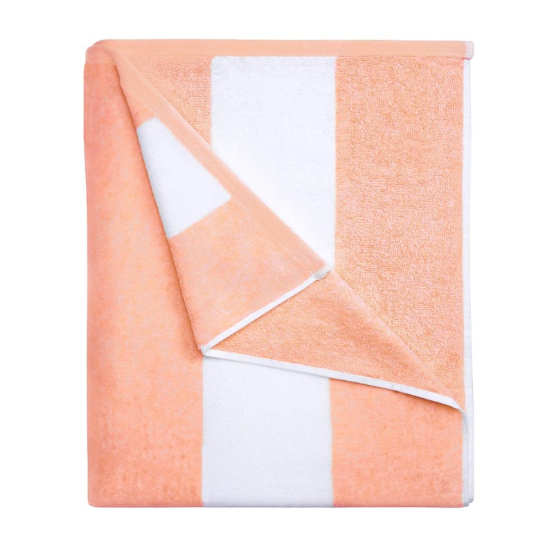 HENBAY Cotton Oversized Beach Towel - Large 70 x 35 Inch Pool Towel, Orange Striped Quick Dry Swimming Cabana Towel - Image 1